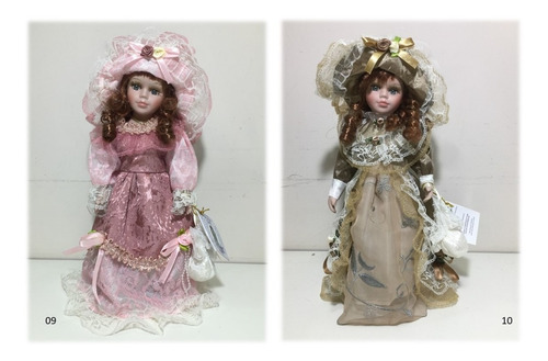 Imagem 5 de 6 de Singela Boneca Porcelana Antiga Dama Época Vitoriana 30 Cm