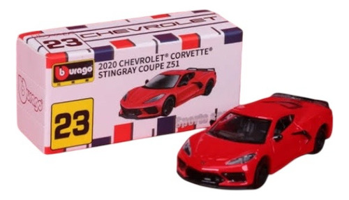 Corvette Stingray Coupe Z51 Bburago Escala 1:64 De Coleccion Rojo