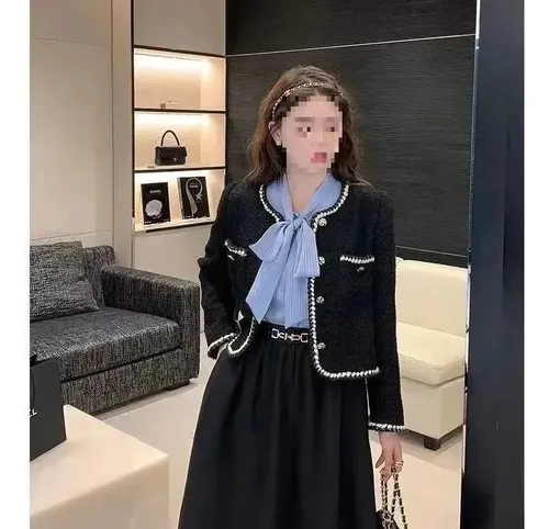 Chaqueta Corta Estilo Tweed Francés Para Mujer Elegant Socialite
