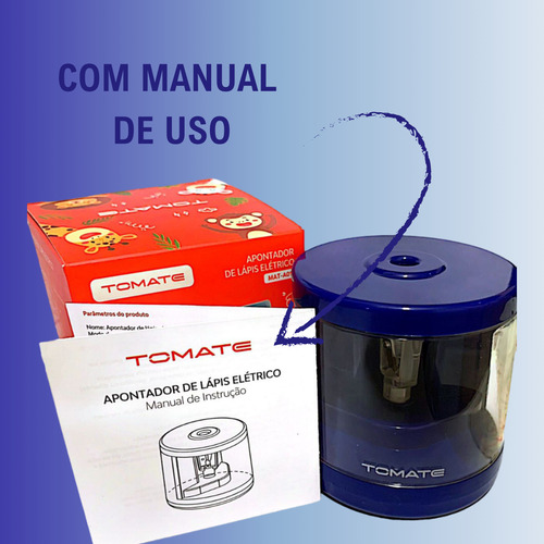 3u Apontador Elétrico A Pilha Lápis Comum C/ Depósito C/azul