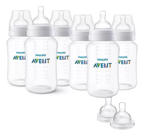 Set De Biberones Philips Avent 6 Pzas De 260 Ml + 2 Teninas