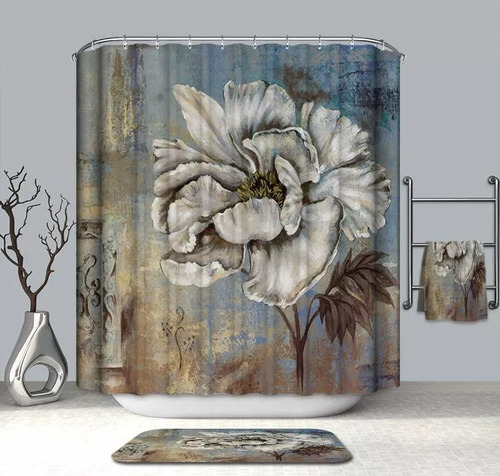 Cortina De Baño Vero Hogar Merida 180x180 Cm Flor
