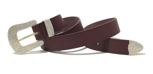 Imagem 2 de 4 de Cinto Feminino Country Marrom Com Strass