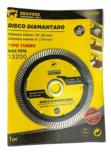 Disco De Serra Circular Diamantado 4110mm Snauzer Tl42200