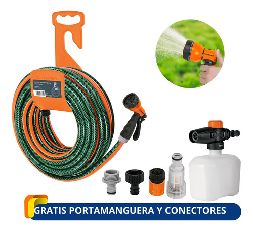 Combo Hidrolavadora 1800 Psi Manguera 10m Pistola De Riego