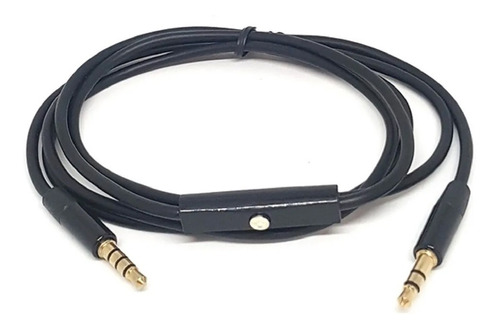 Imagen 1 de 4 de Cable Auxiliar 3,5mm Con Microfono 1mtr - Negro