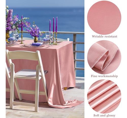 Mantel Rectangular De Satén Para Bodas, Grande, Liso Y Brill