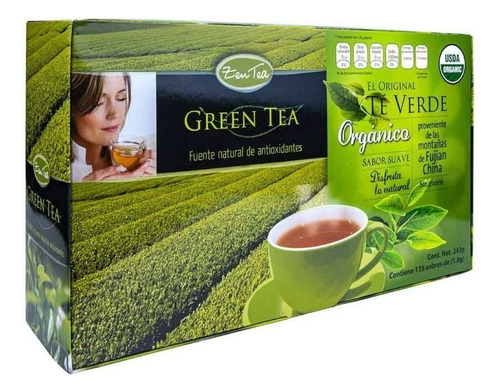 Té Verde Orgánico Antioxidante Natural 135 Sobres Zen Tea