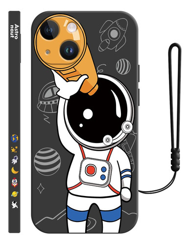 Funda Para iPhone Silicona Líquida De Astronauta + Correas