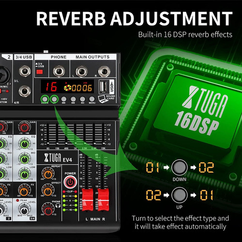 Imagen 4 de 6 de Consola Mezclador Mixer Tuga Phantom Power Usb