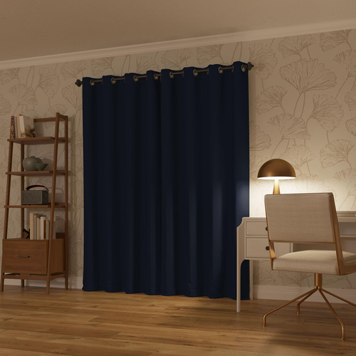 Juego De 2 Paneles De Cortinas Opacas 132 X 137 Cm Azul Mari