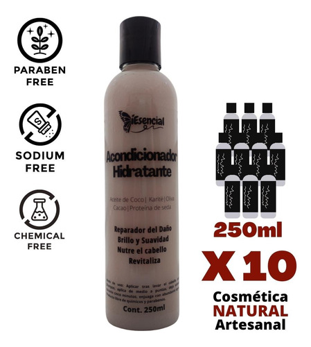 Acondicionador Natural Hidratante Coco 250ml Mayoreo (10pz)