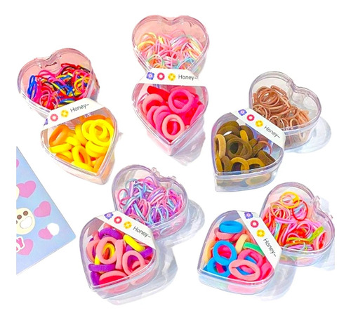 Pack 12 Estuche Mini Donas Cabello Multicolor Ligas Infantil