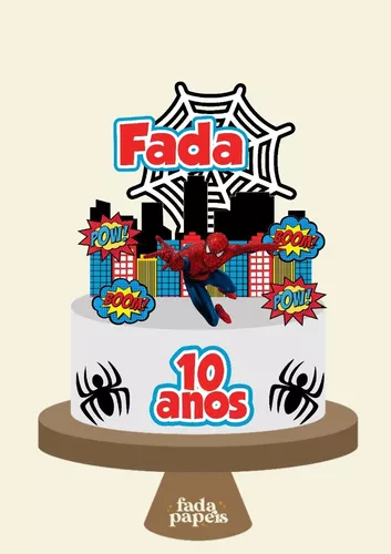 Topo de Bolo - Homem Aranha 2 - Personalizado com o nome e idade