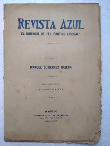 Revista Azul 1895 Tomo Iv No. 2, Manuel Gutiérrez Najera 