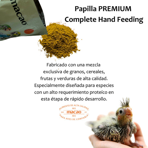 1 Kg Papilla Macao Para Loros Con Jeringa Para Empapillar .