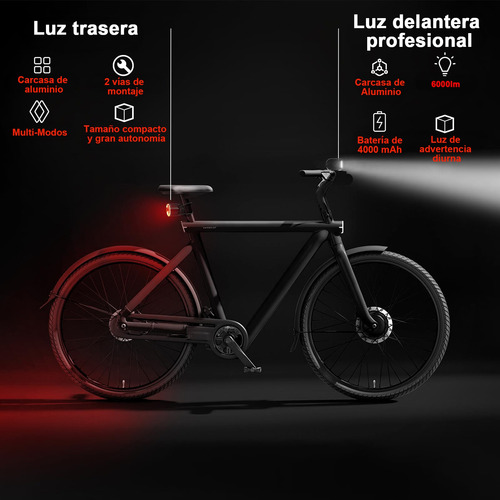 Luz Para Bicicleta 6000 Lúmenes Impermeable 6 Led