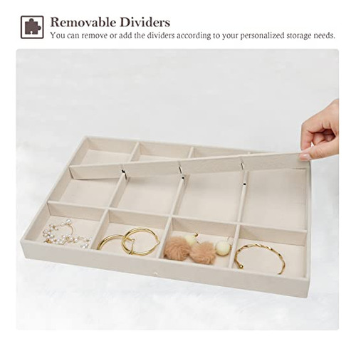Organizador De Joyas Apilable Con Divisores Extraíbles, Beig