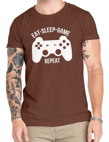 Polera Gamer Eat Sleep Play Repeat Algodón Orgánico Gme20