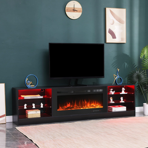 Soporte Tv Con Chimenea Consola Y Estantes Ajustables 80 -