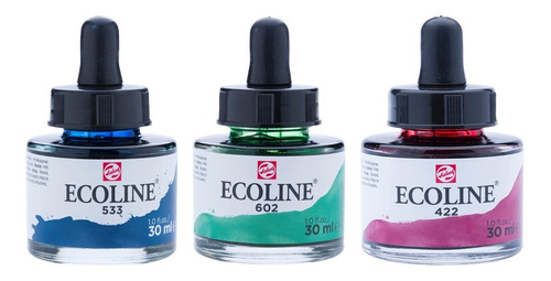 Pack 3 Colores Ecoline Talens Acuarela Liquida