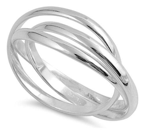 Anillo Triple Entrelazado Plata Apilable Tamaño 4 13