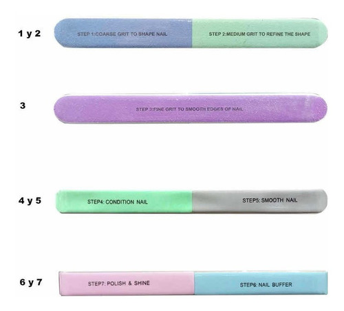 Pack 30 Limas De Uñas 7 Pasos Para Limar/ Pulir Y Dar Brillo