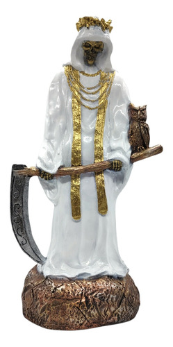 Santa Muerte Con Corona De Espinas 36cm Blanca