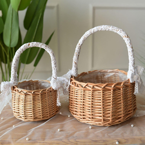 Cesta De Almacenamiento De Mimbre, Picnic, Boda, Flores, L