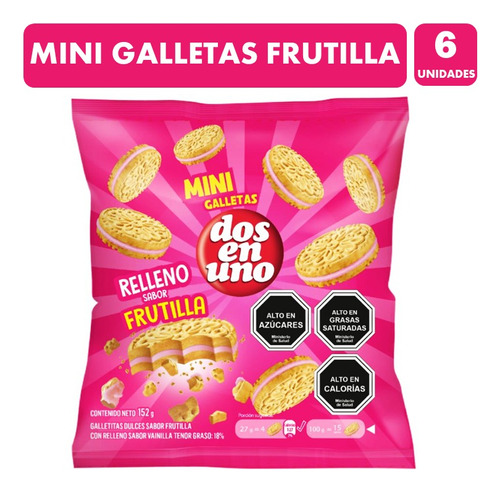 Galletas Dos En Uno Con Relleno Sabor Frutilla (pack De 6un)