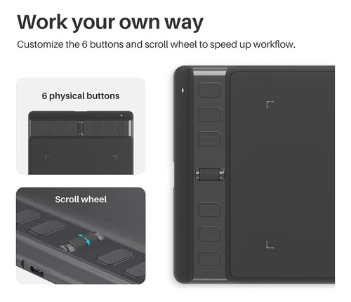 Qmx Tableta De Dibujo Huion H641p , Para Windows, Mac,