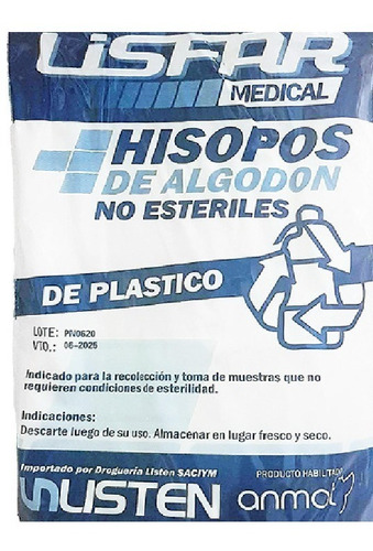 Hisopos Plasticos Largos No Estéril X100u. (10 Paquetes)