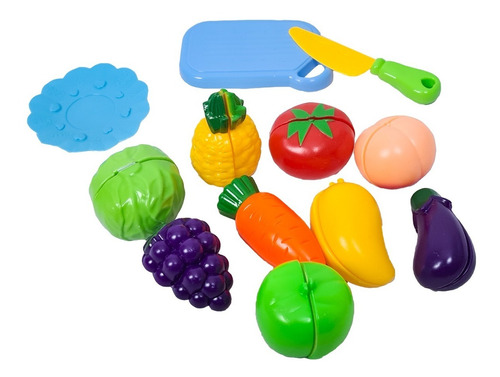 Imagem 1 de 4 de Kit Brinquedo Frutas De Cortar Infantil 11 Pcs Comidinhas