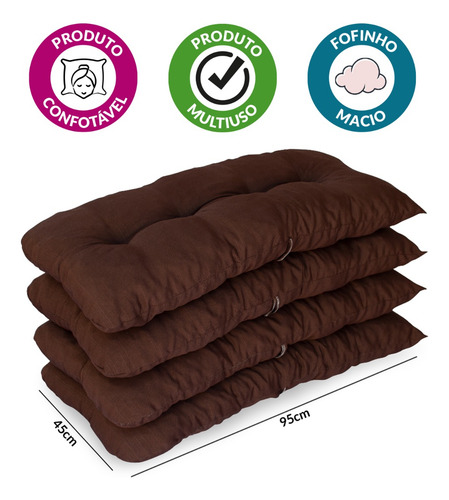Almofadas Decorativas 95x45cm Kit 4 Cores Variadas Marrom Liso