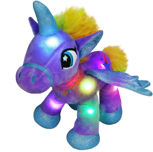 Glow Unicorn Nightlight Animal De Peluche Soft Led Hors...