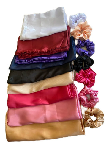 Fundas De Saten Con Solapa X 2 Unid Y 2 Scrunchie De Regalo Fucsia