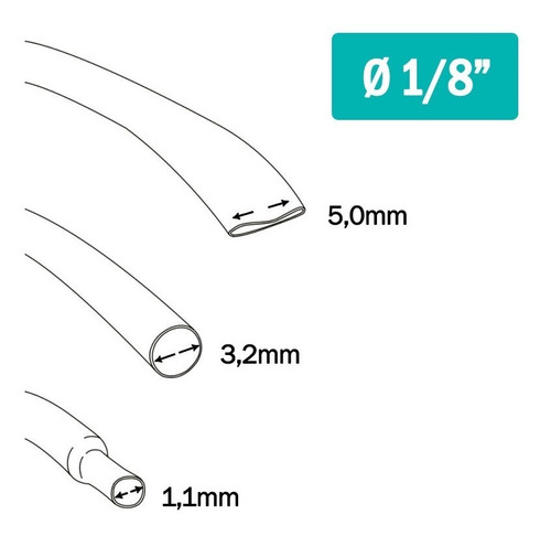 Termo Retratil Tubo Espaguete Termo Retrátil 3,2mm 1/8 - 1m