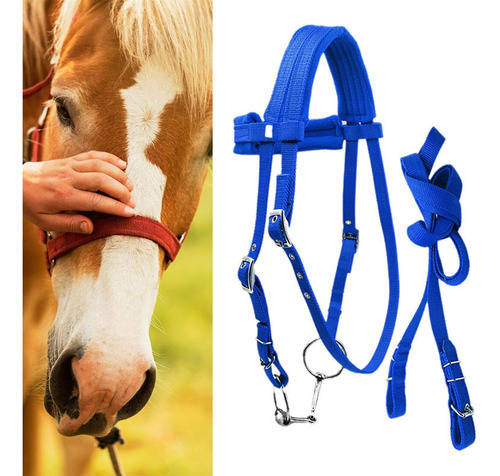 Brida De Caballo Con Rienda, Cuerda Para Montar A Azul