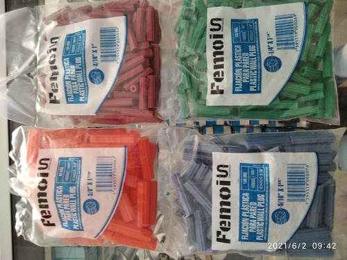 Ramplug Plastico Varias Medidas Colores Por Paquetes