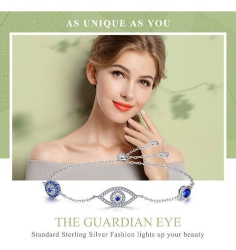 Imagen 9 de 10 de Pulsera Ojo Del Futuro Plata 925 Micro Pave Circonias Azules