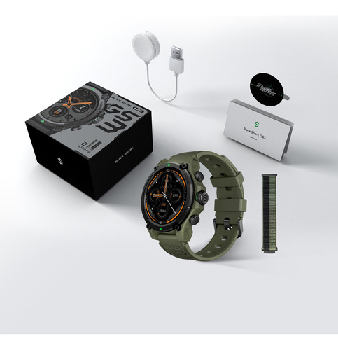 Smartwatch Reloj Inteligente Xiaomi Black Shark Gs3 1.43'' Amoled Compatible con Android y iOS GPS llamada bluetooth(ENC) 50m resistente al agua Verde