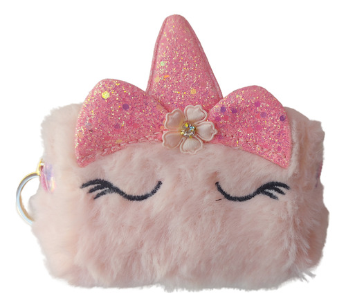 Mini Necessaire Estojo Chaveiro Em Pelúcia Unicórnio Scarlet