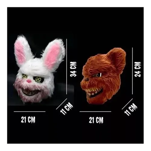 2 Máscaras: Conejo Y Oso Sangriento Disfraz Pareja Halloween