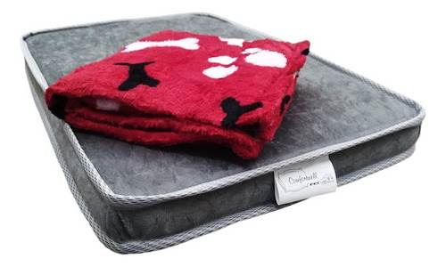 Cama Comfortwell Colchão Ortopédico 70x100 Para Pets Cor Cinza Desenho Cinza