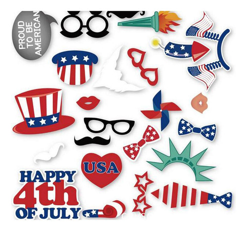 24 Piezas Happy 4th De Julio Prop De Independencia
