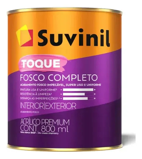 Tinta Parede Toque Fosco Completo Suvinil Cor 800ml Pérola Fosco