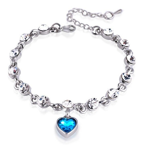 Pulsera De Plata 925 Piedra Azul Celeste Hermosa