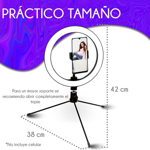 Aro De Luz Led 26cm Con Mini Tripie Y Soporte Para Celular