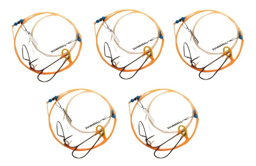Linea Para Pesca Variada De Rio 2 Anzuelos Rotores Metalicos