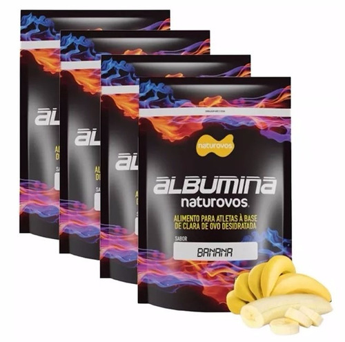 Kit 4 Albumina (500g) Naturovos (total: 2kg) Sabor Banana